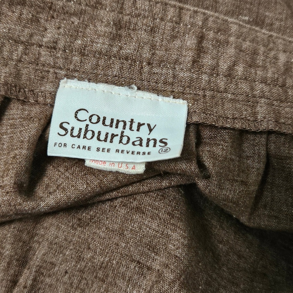 Vintage Country Suburbans Brown Textured Midi Skirt Made in USA ILGWU Size Sm - Picture 6 of 7